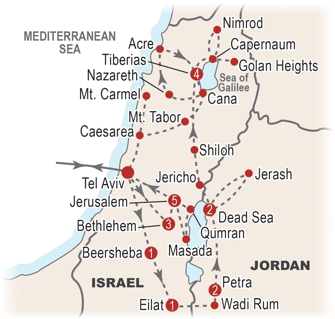 Map of Treasures of Israel and Jordan