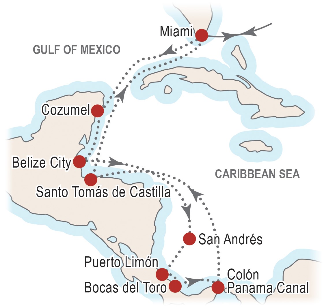 Map of Central America & Panama Canal Pathfinder