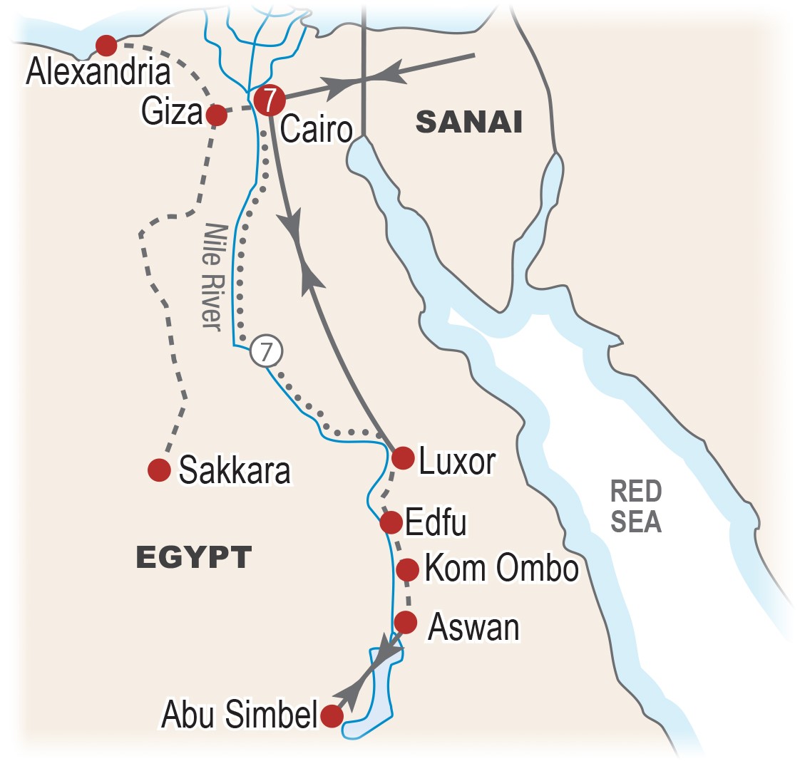 map of Egypt journey