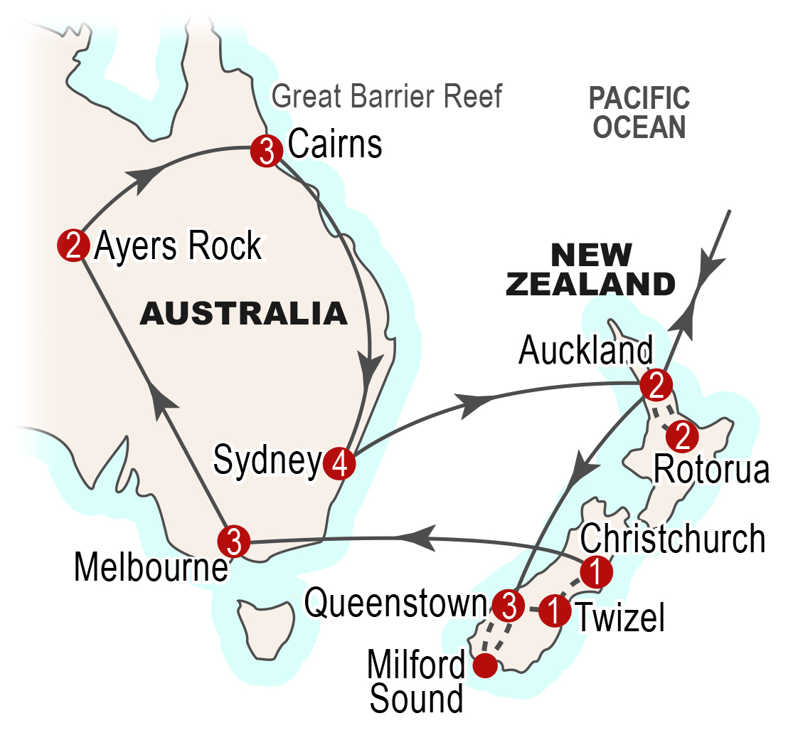 Map Australia New Zealand