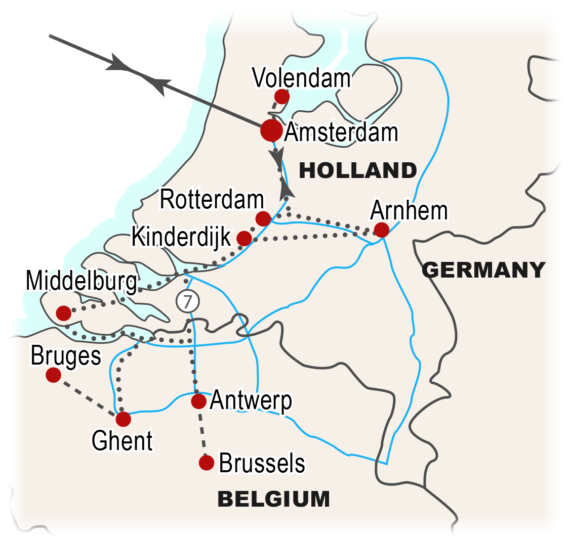 Map of Waterways of Holland and Belgium