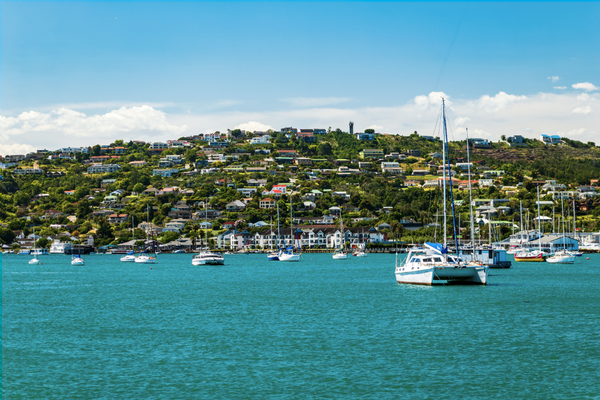 Boats on the Knysna waterfront along South Africa's Garden Route.