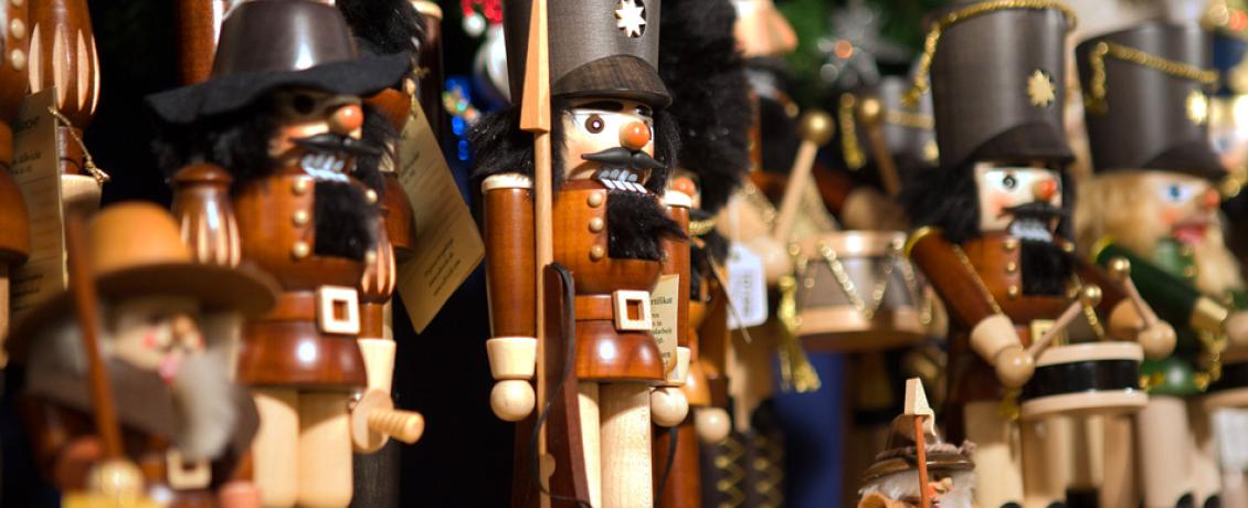 Upclose shot of wooden nutcrackers 