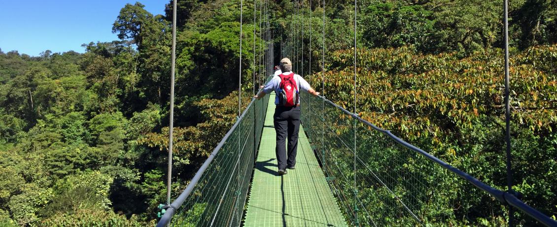 Craig Traveller walking on Monteverde's hanging bridges