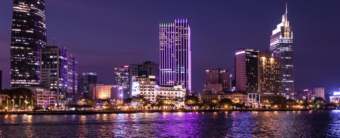 Purple skyline of Ho Chi Minh City
