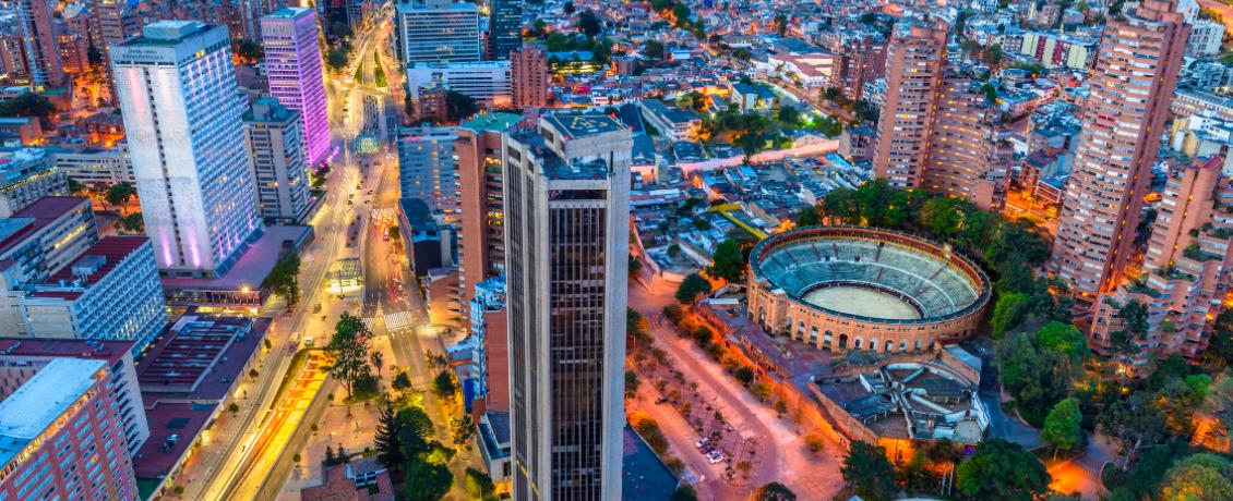 The sleek skyscrapers of Bogota, a symbol of the city's economic and cultural revitalization
