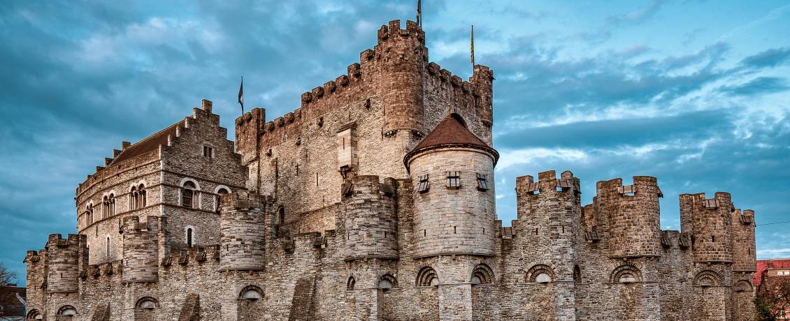 The inconic Gravensteen Castle, Ghent, Belgium