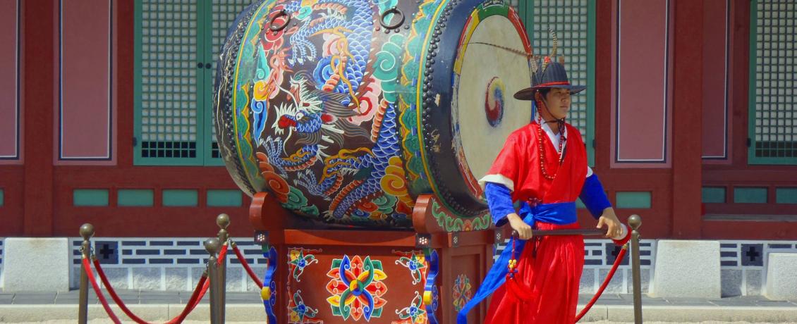Ornately decorated Korean drum