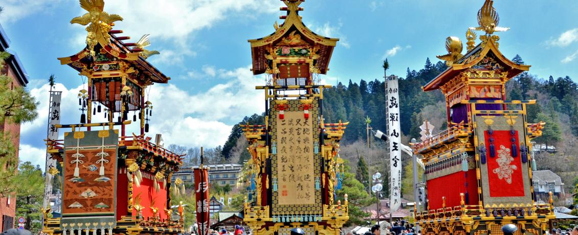 Ornate wooden floats parade through Takayama’s streets during the festival