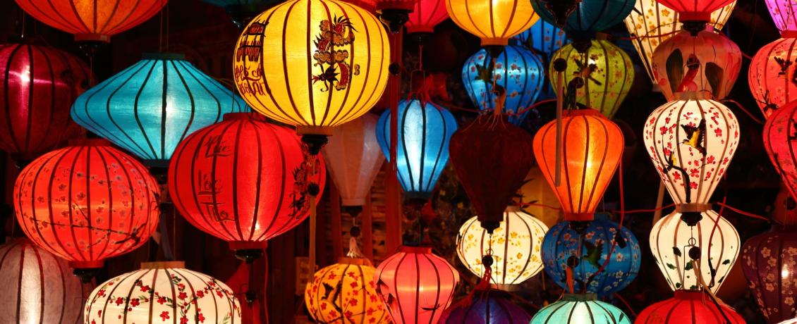 Vietnam-Glowing lanterns light the way in Vietnam, symbolizing hope, luck, and celebration