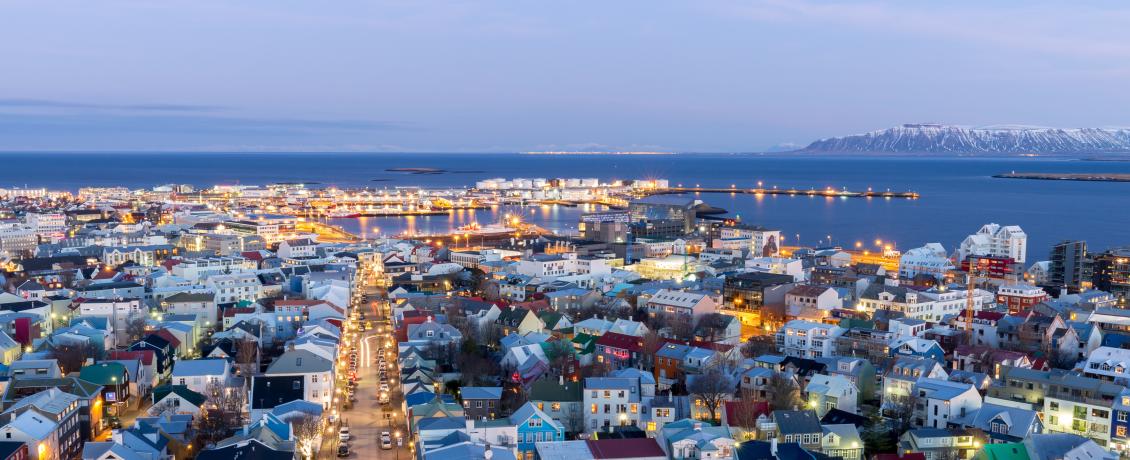 Aerial shot of Reykjavik