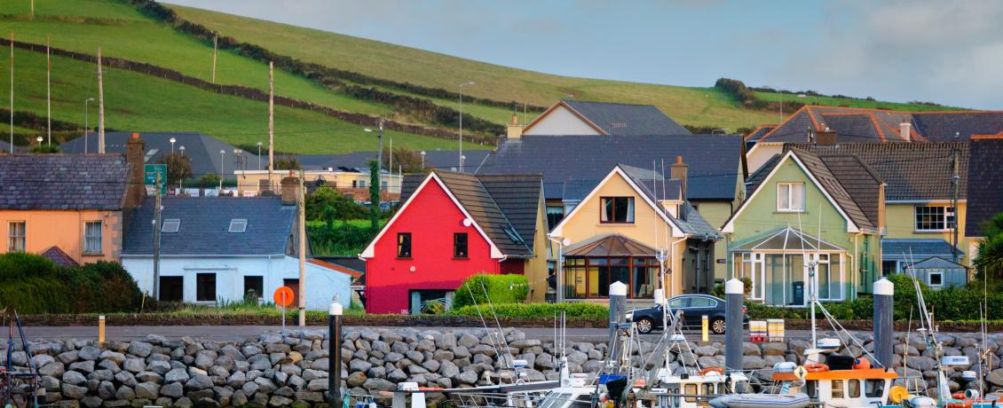 The colourful harbourfront of Dingle town