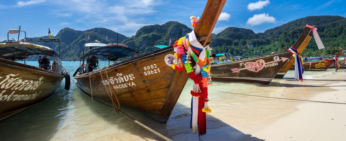 Long tail boat on the beach in Thailand