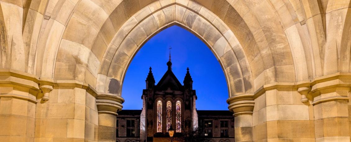 University of Glasgow cloisters, historic halls where Adam Smith once studied.