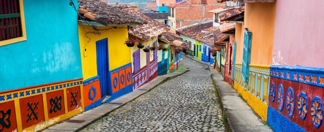 Colourful colonial houses in Guatape, Colombia