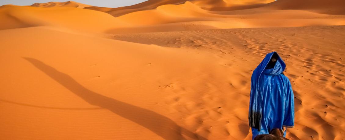 Stunning sand dunes of the Sahara desert in Merzouga