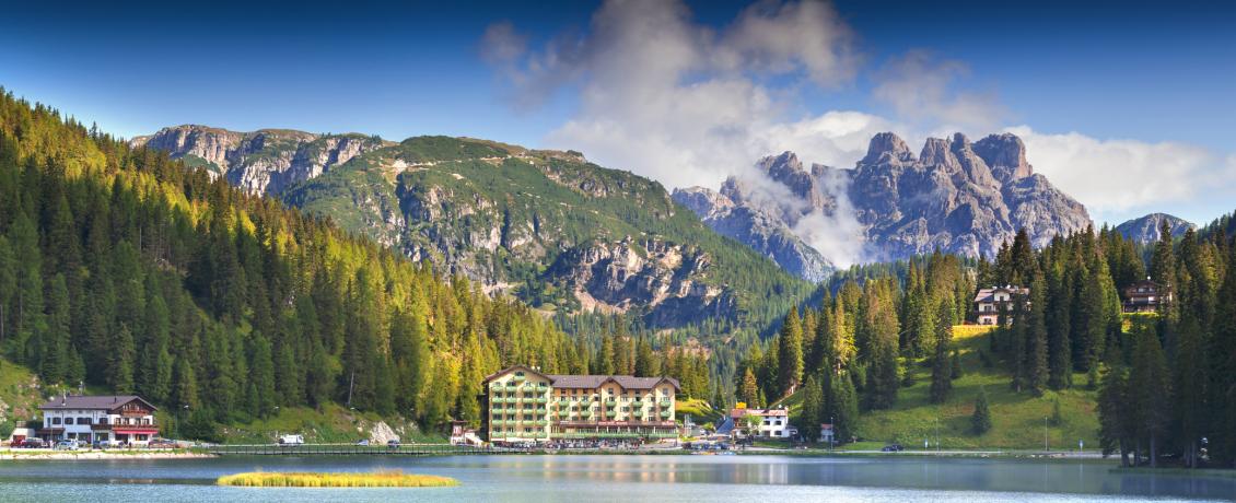 Views of the Dolomites over lake Misurina