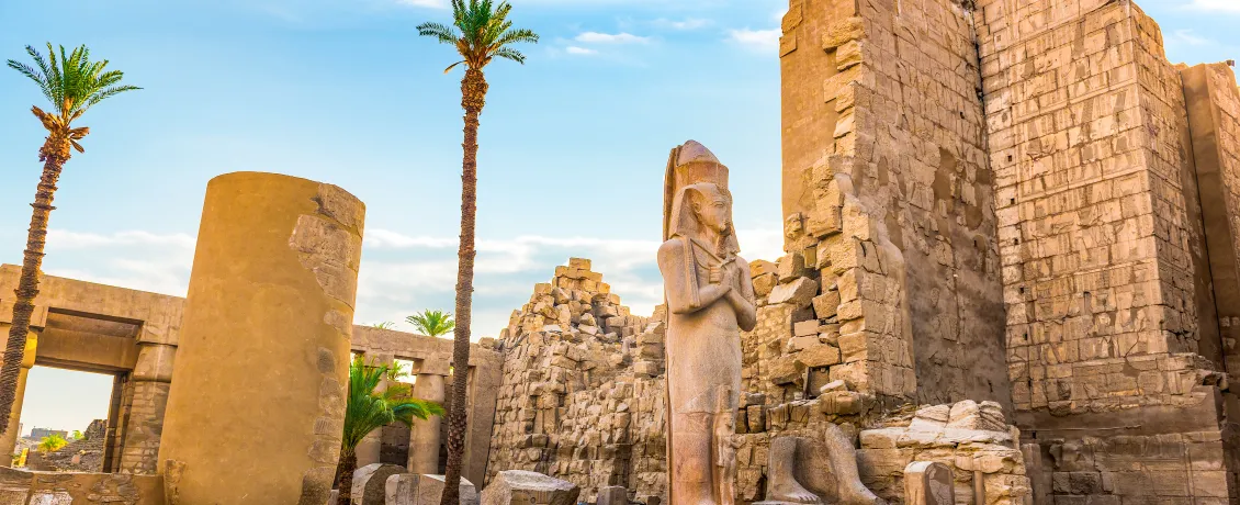 Karnak's towering pillars and sacred mounments