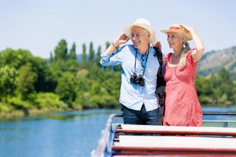 Couple on a river cruise