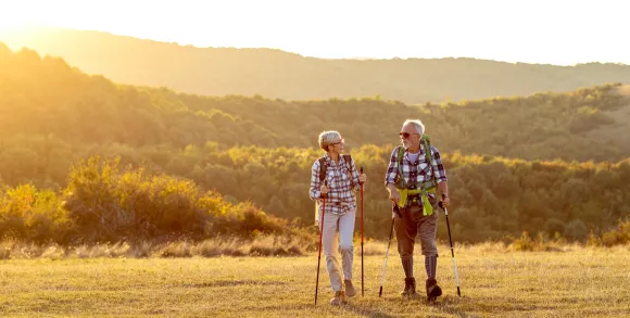 Senior couple hiking